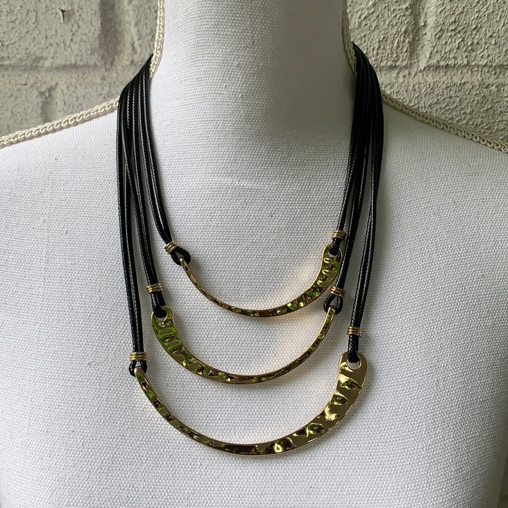 Triple Layered Lanyard & Gold Scythe Necklace